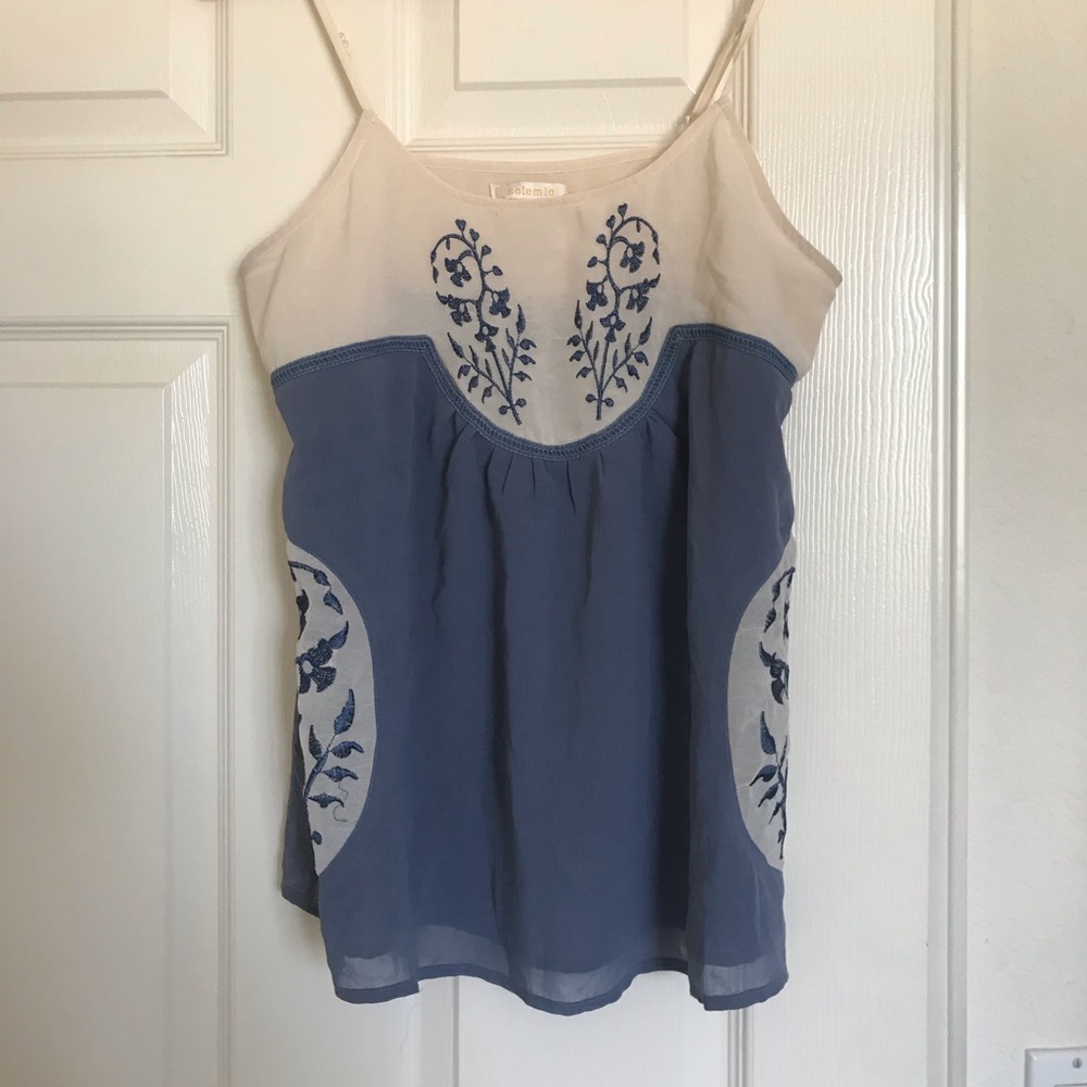 Cute Blue and Tan Spaghetti Strap Blouse Nordstrom